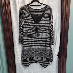 Striped Black and Gray Women's Top